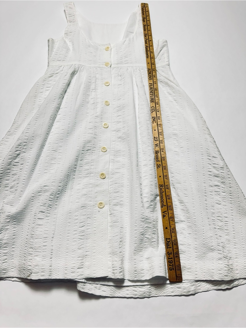 J. Crew White Textured Cotton Button Front Sundress Cottagecore Size 4 - Picture 5 of 11